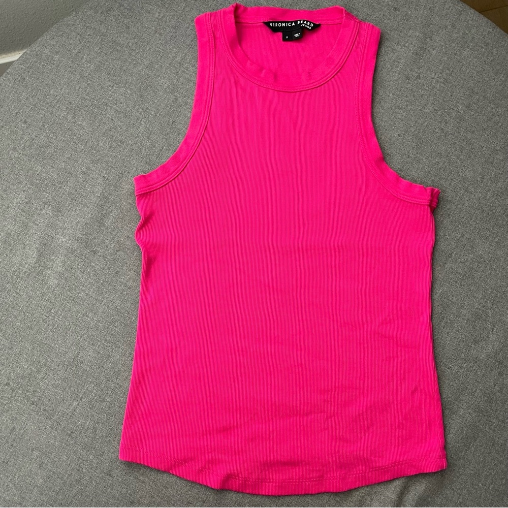 Veronica Beard “Jordyn” hot pink racerback ribbed tank top